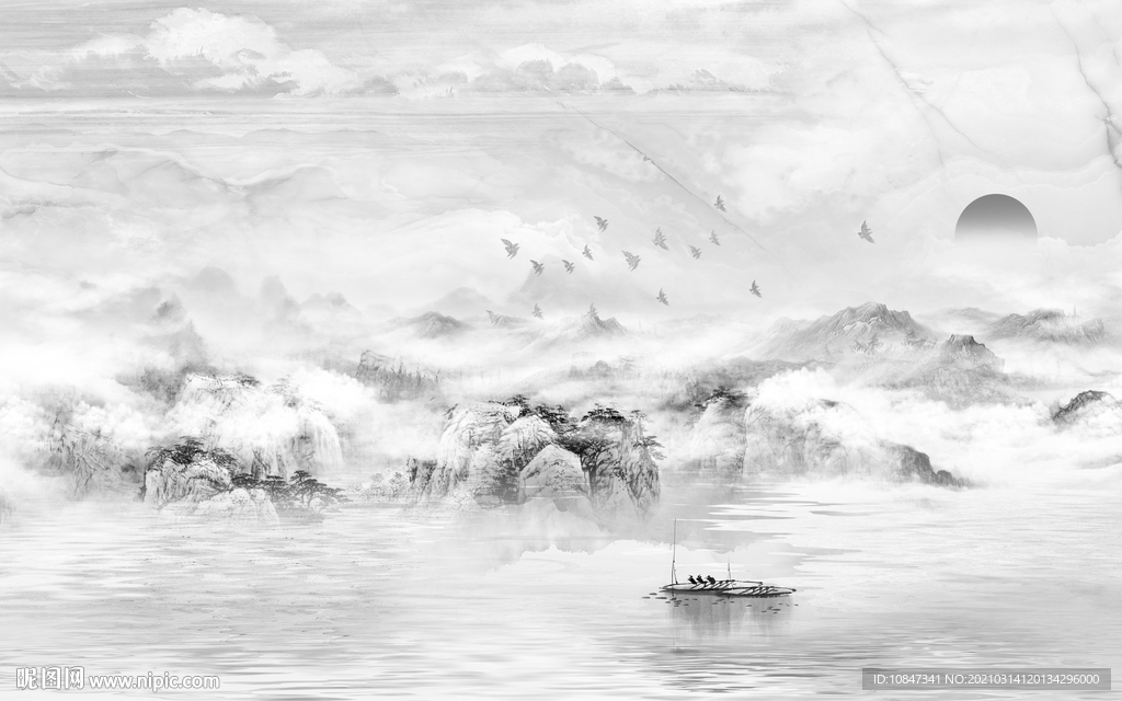 大气山水画新款画 TIF分层