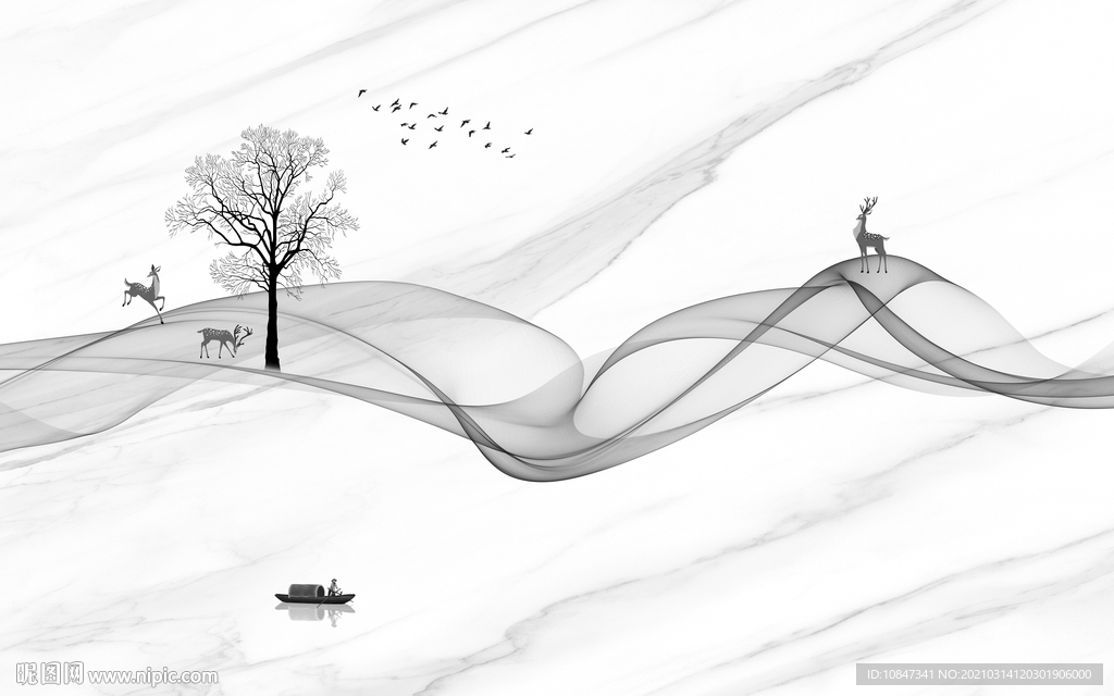 爵士白山水画新款画 TIF分层