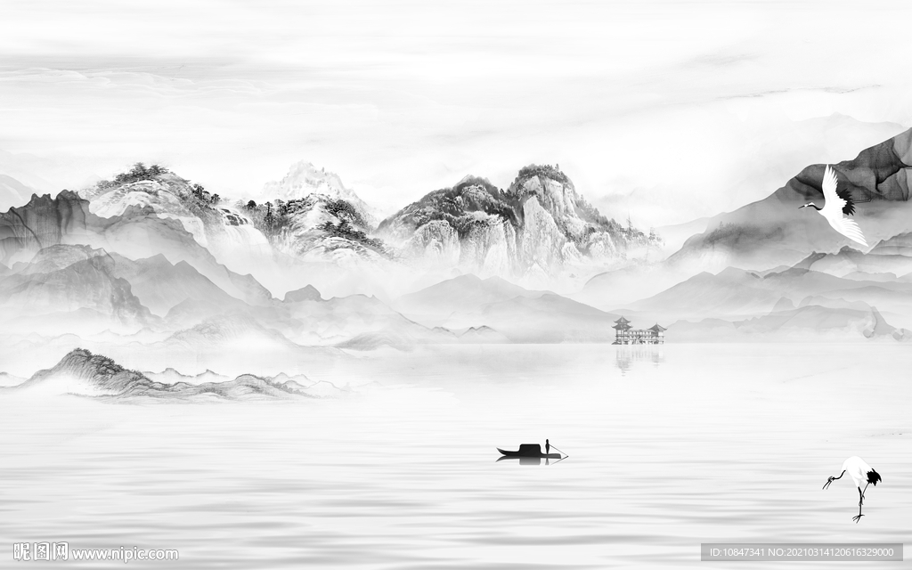 石纹 山水画新款画 TIF分层