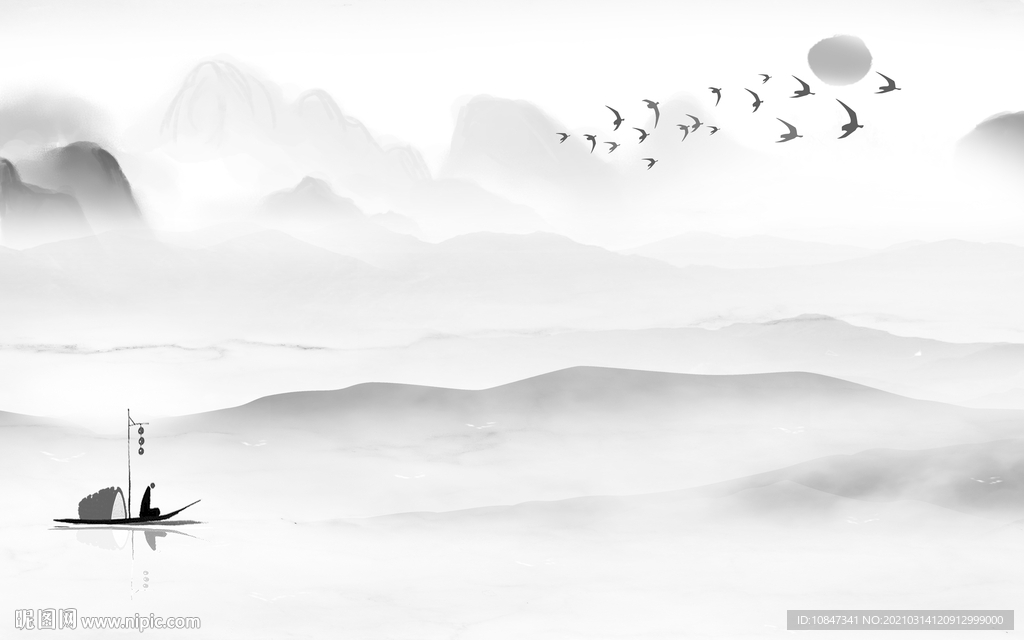 中式 山水画人气画 TIF分层