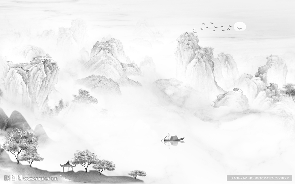 新款山水画人气画 TIF分层