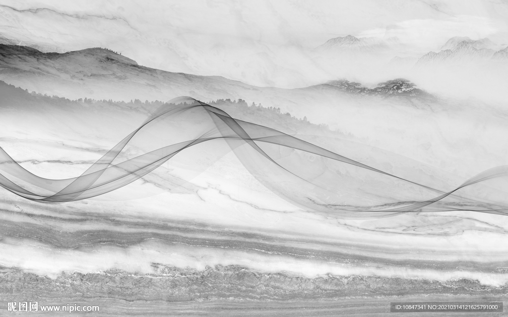 线条山水画人气画 TIF分层