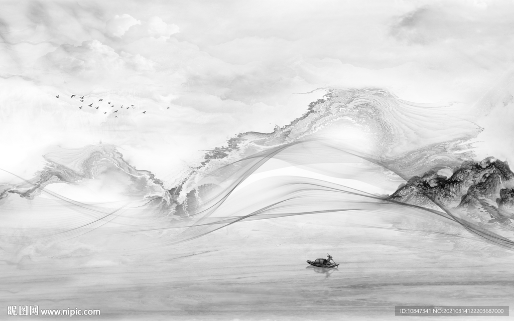 石纹山水画人气画 TIF分层