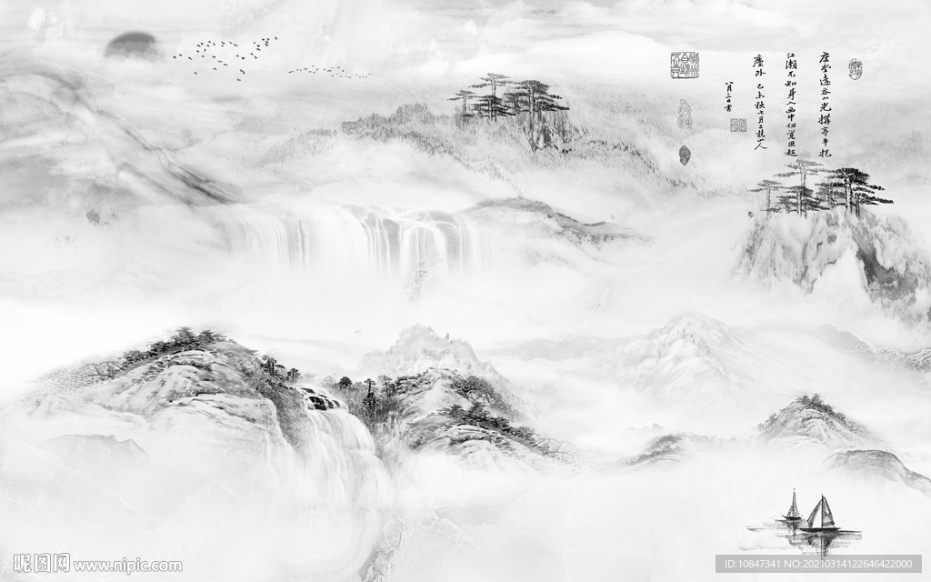 大气山水画人气画 TIF分层