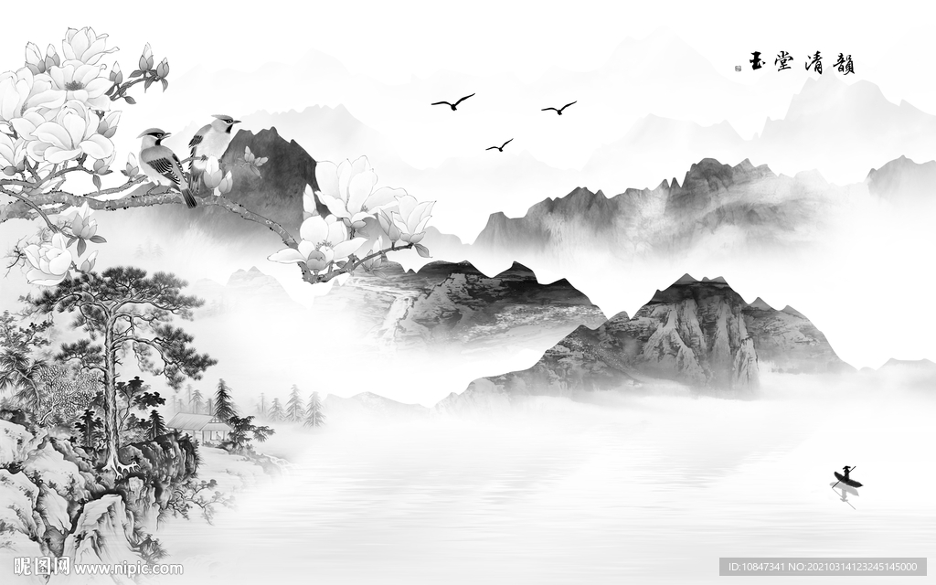 简约山水画人气画 TIF分层