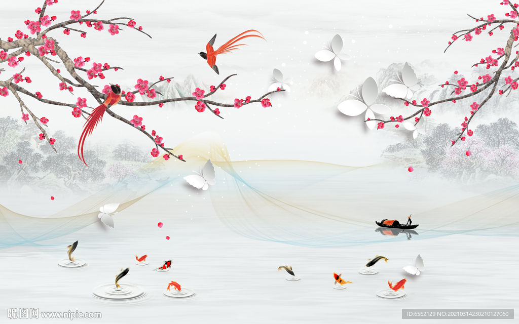 喜上眉梢背景墙