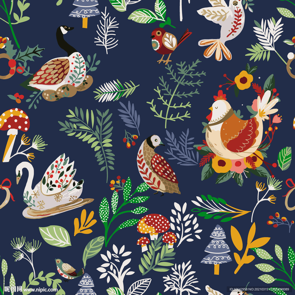 动物卡通花卉插画