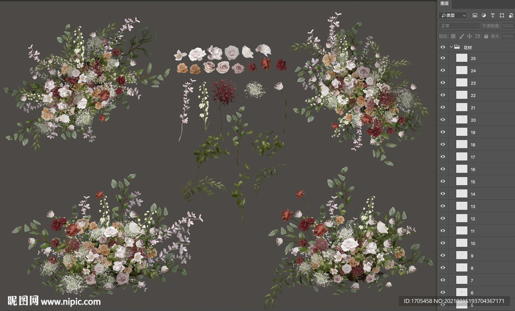 油画风婚礼手绘花艺