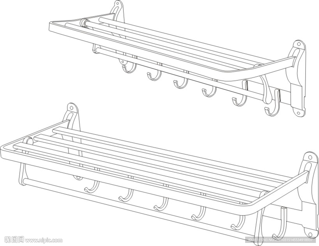 浴巾架矢量图