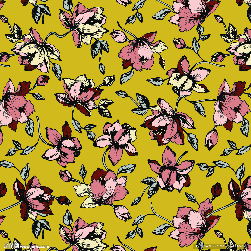 树叶 花朵 线条