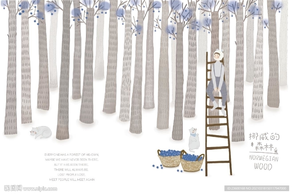 挪威的森林细分层插画