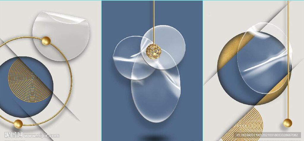 晶瓷现代风抽象立体几何装饰画