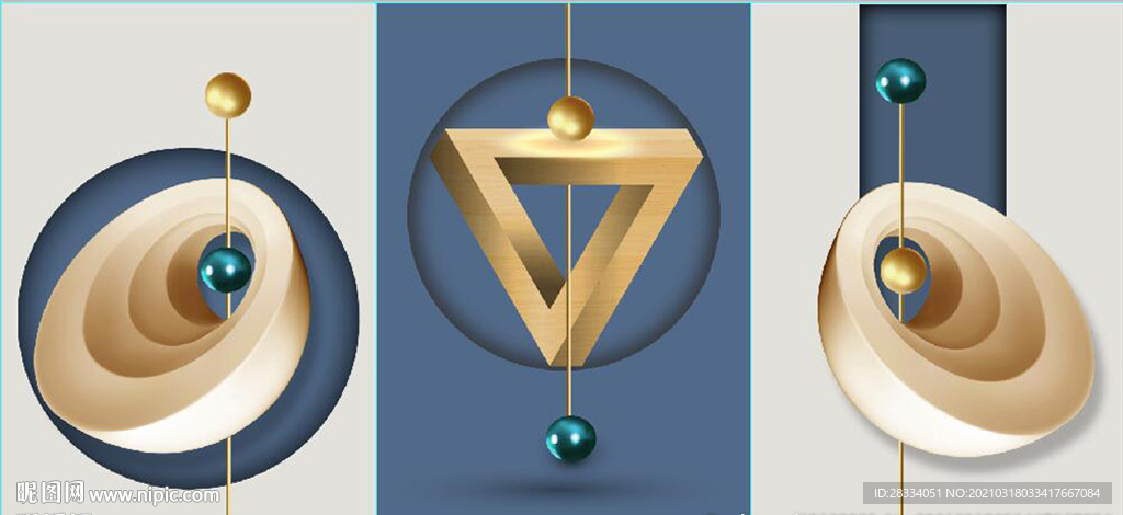 晶瓷现代风抽象立体几何装饰画