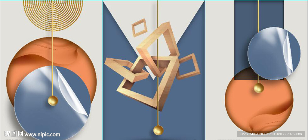 晶瓷现代风抽象立体几何装饰画