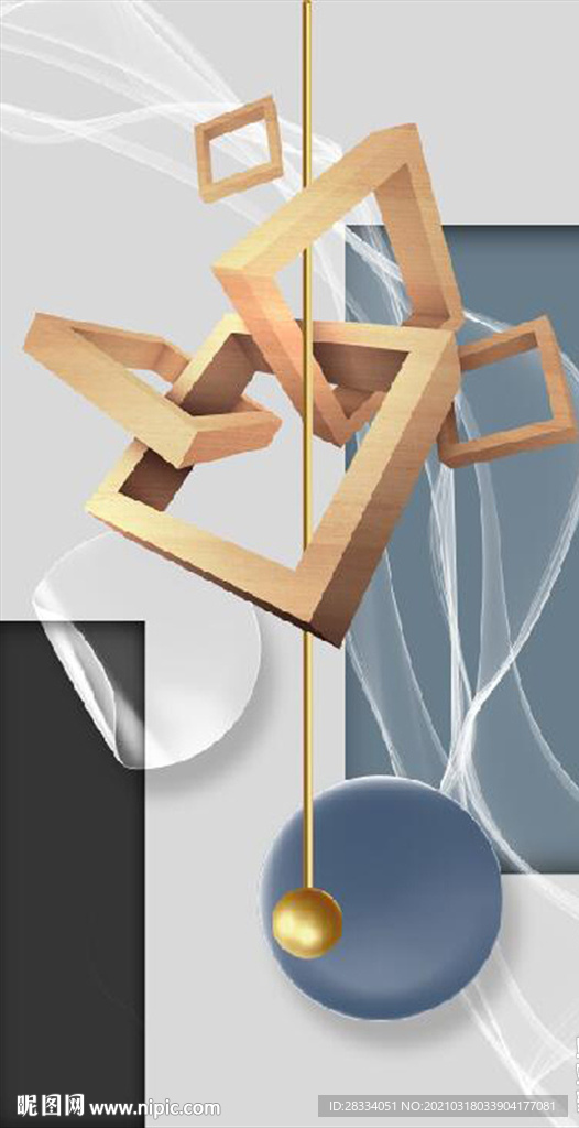 晶瓷抽象立体几何玄关装饰画