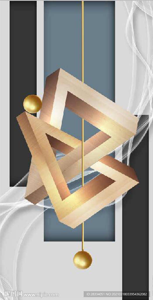 晶瓷抽象立体几何玄关装饰画