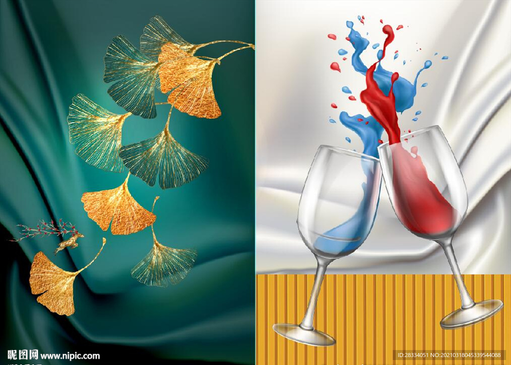 现代晶瓷酒杯餐饮餐厅装饰画