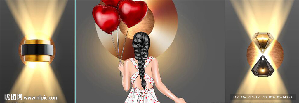 现代晶瓷光影抽象美女装饰画