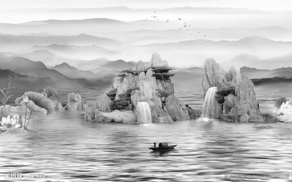 大气 灰色山水新画 tif分层