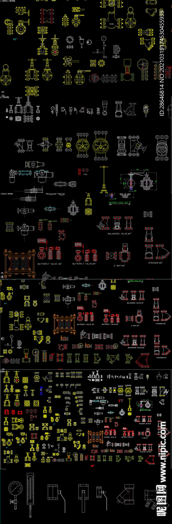 多种管件弯头压力表CAD图库