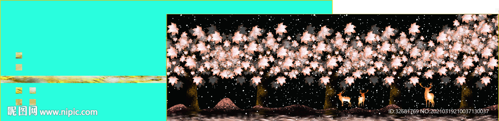 麋鹿枫叶装饰画