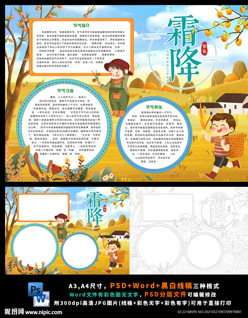 霜降二十四节气传统文化节日小报