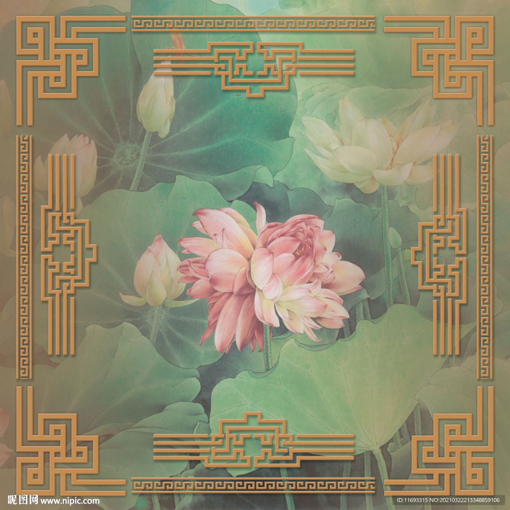 新中式荷花吊顶