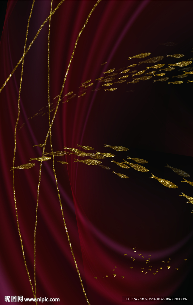 金色鱼群晶瓷画