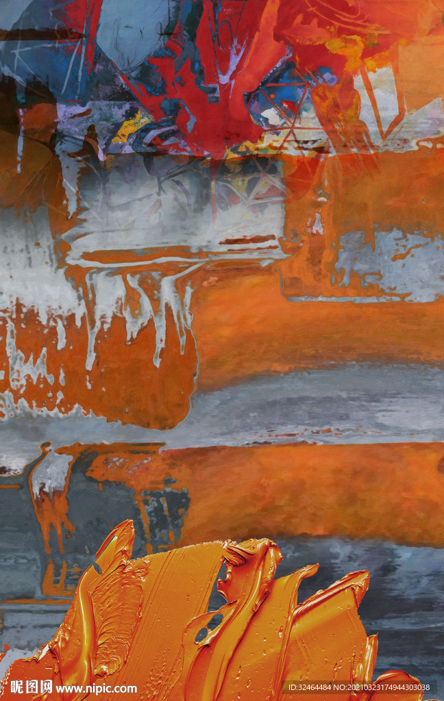 抽象彩墨笔触油画