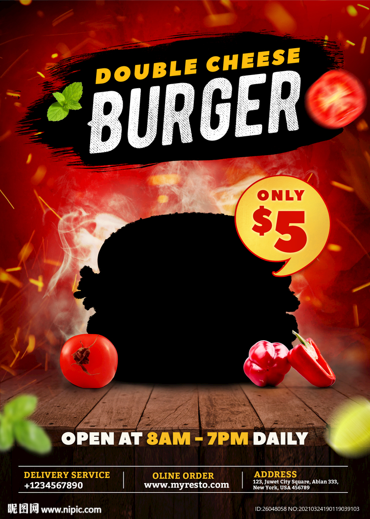 汉堡包快餐宣传海报单页