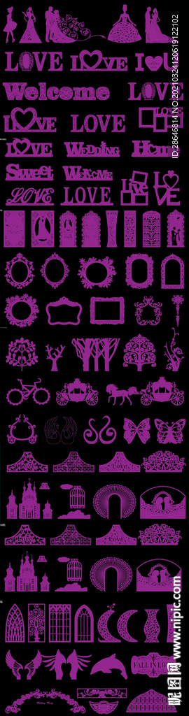 婚礼背板 花纹CAD图库