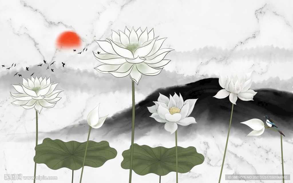 旭日东升爵士白大理石背景墙