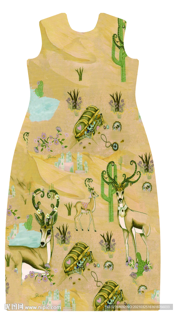 鹿 定位花 沙漠