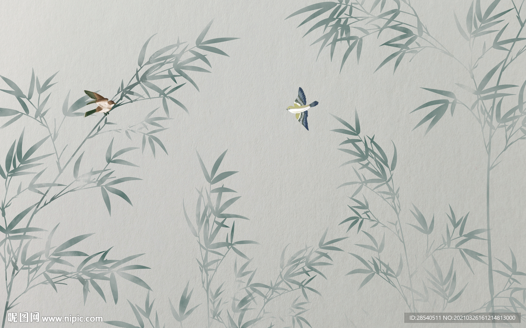 新中式水墨竹子背景墙