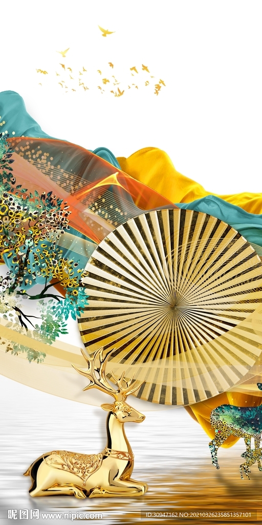 金鹿新玄关无框画 TIF分层