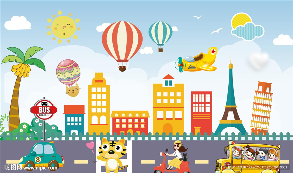 城市道路汽车背景墙