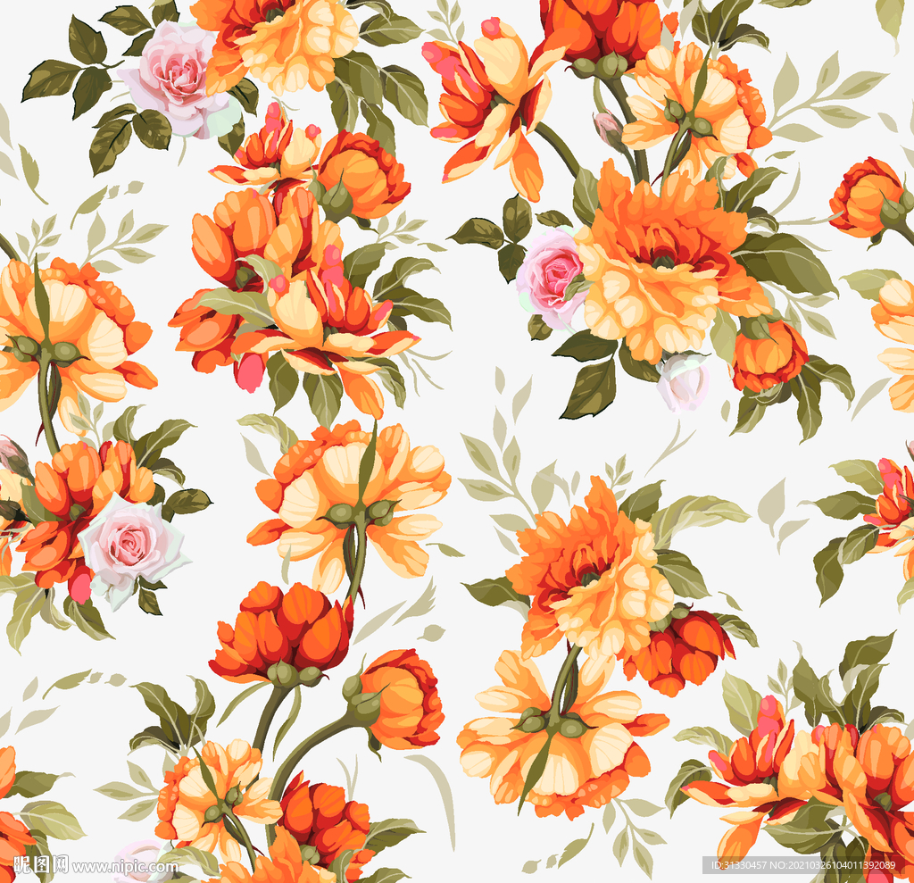 手绘花 真丝印花