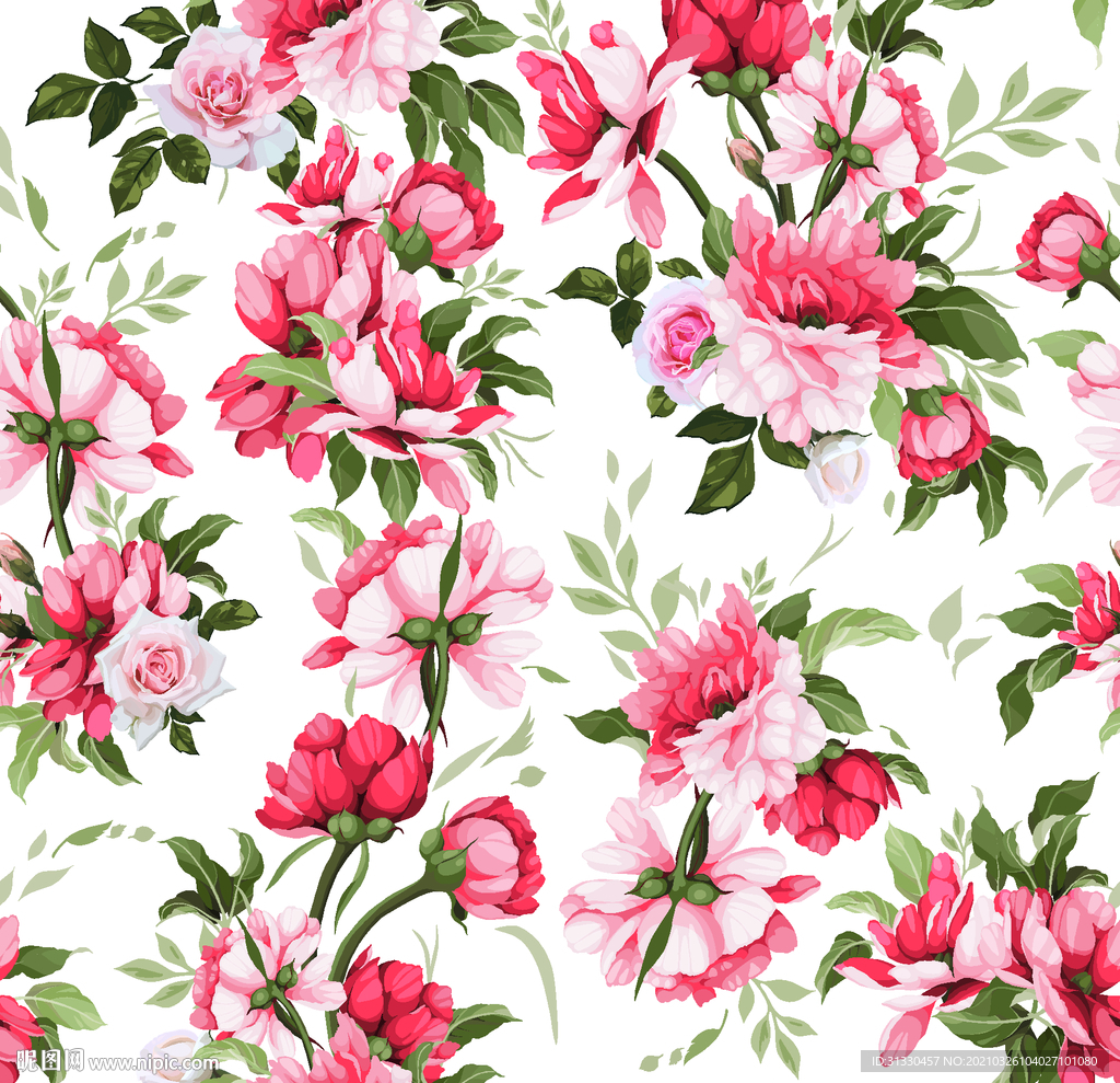 手绘花 真丝印花