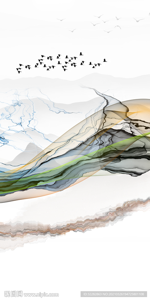 高雅中式玄关大气分层画