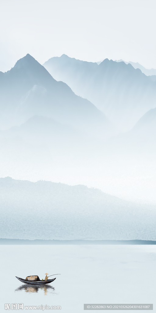 别墅简约人气山水画