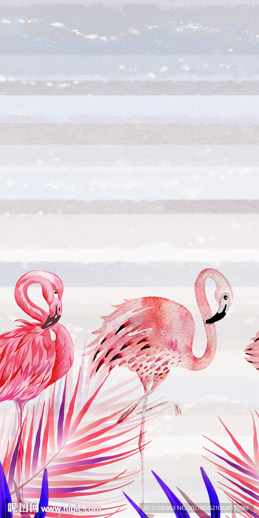 新装饰火烈鸟玄关画