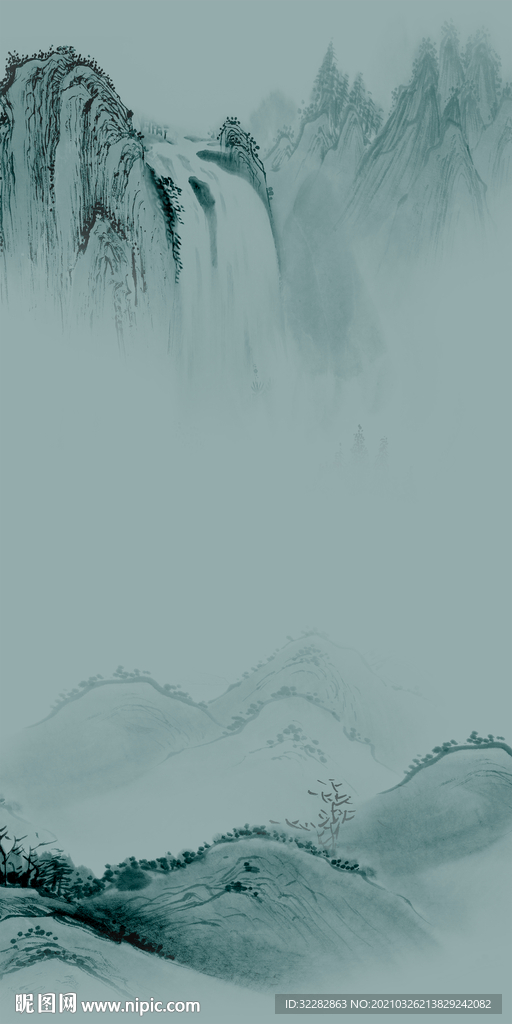 新中式高端山水分层画