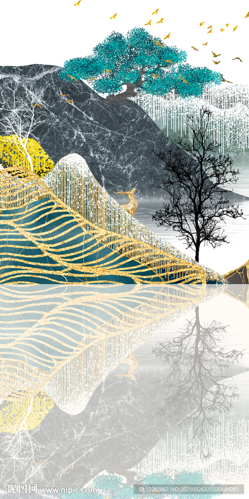 人气高端玄关山水分层画