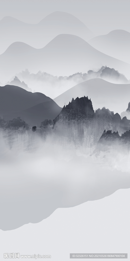 蓝色风景玄关画 tif分层