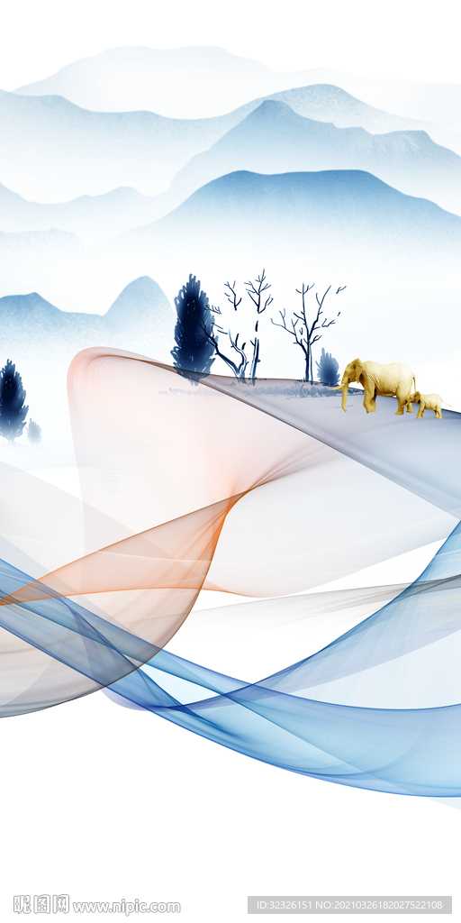 新款风景山水画 tif分层