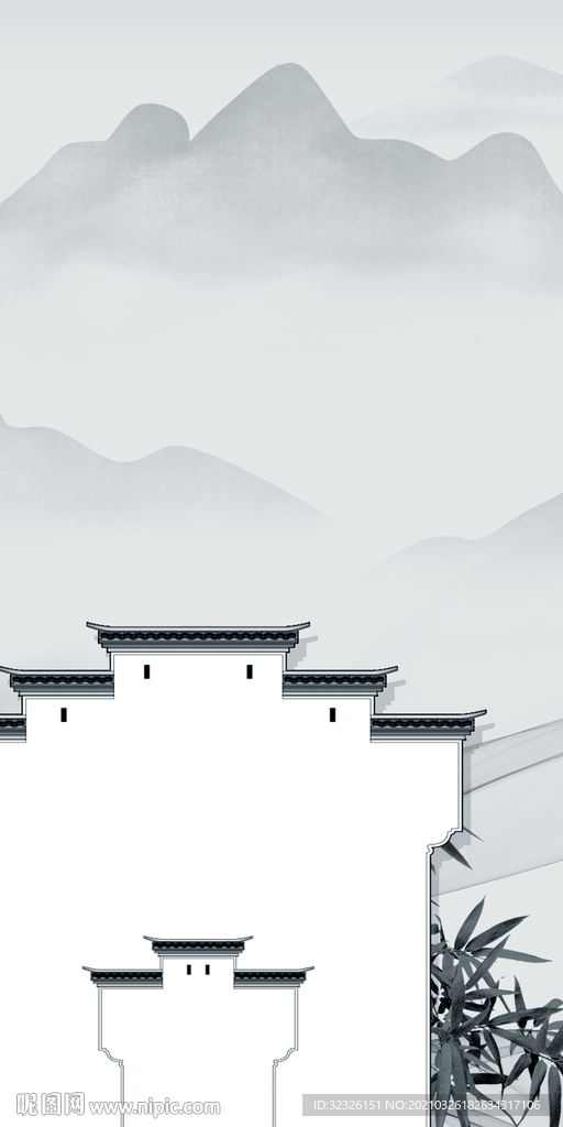 徽派 风景山水画 tif分层