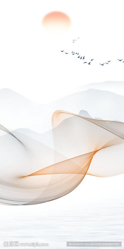 线条风景山水画 tif分层