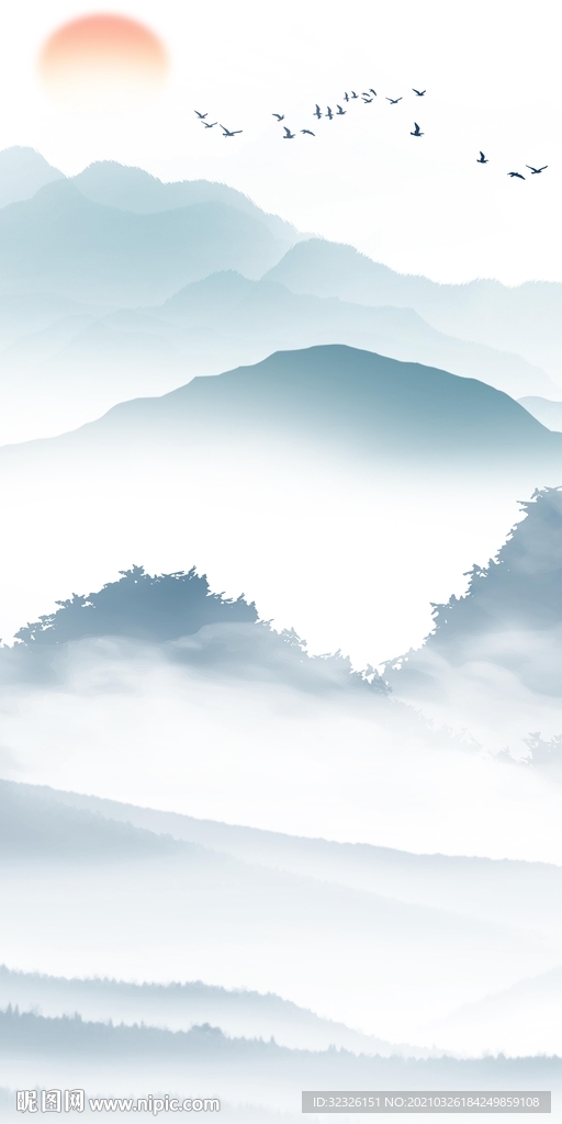 中式新风景玄关画 tif分层