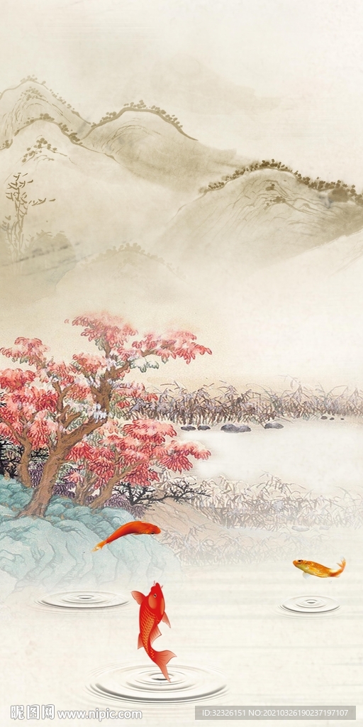 意境现代玄关山水 tif分层