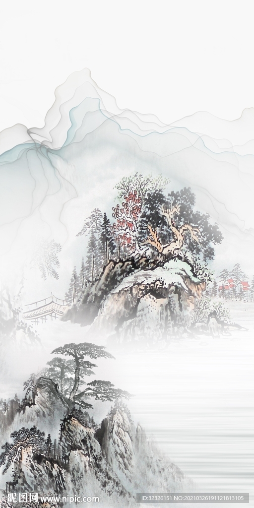 中国风现代玄关山水 tif分层